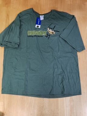 NWT Boeing Store Official CH-47 Chinook Helicopter Graphic Tee Olive Green 3XL